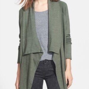 Splendid Large Shawl Collar Cardigan Sweater Green